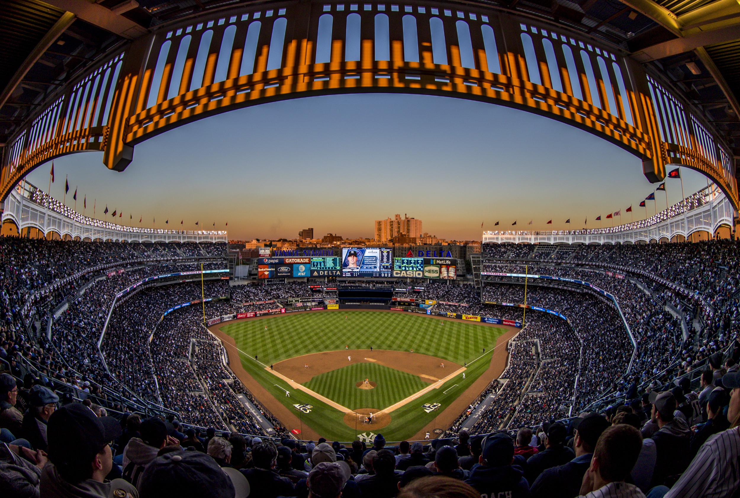 Jean Fruth baseball photography — Yankee Stadium at sunset