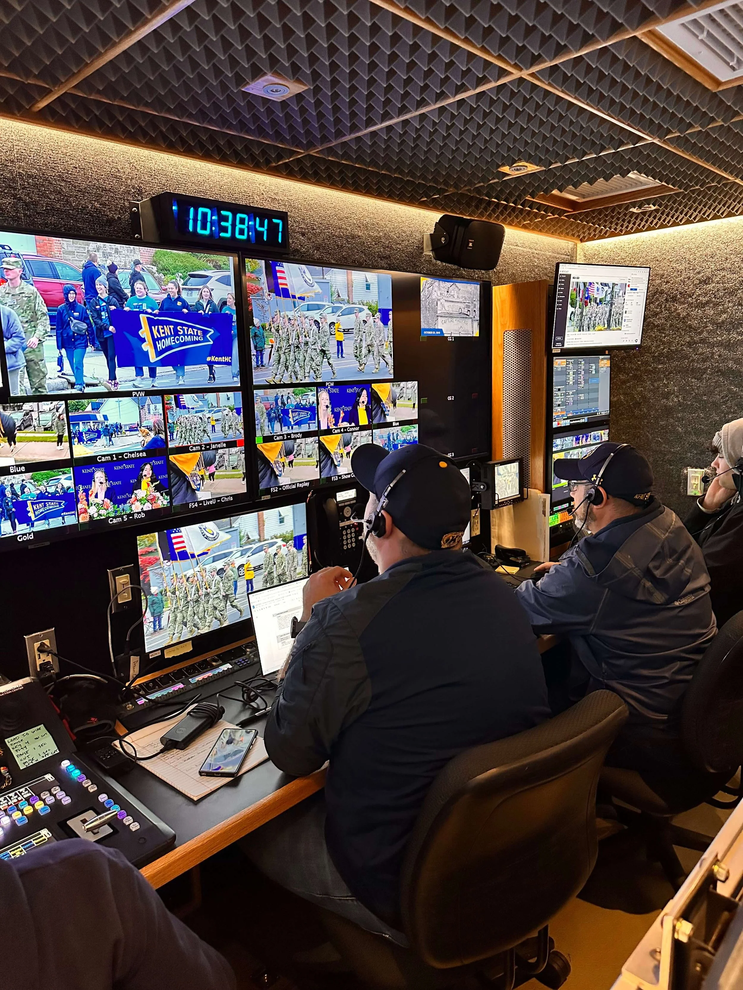Jeff Alberini in the production truck during Kent State homecoming
