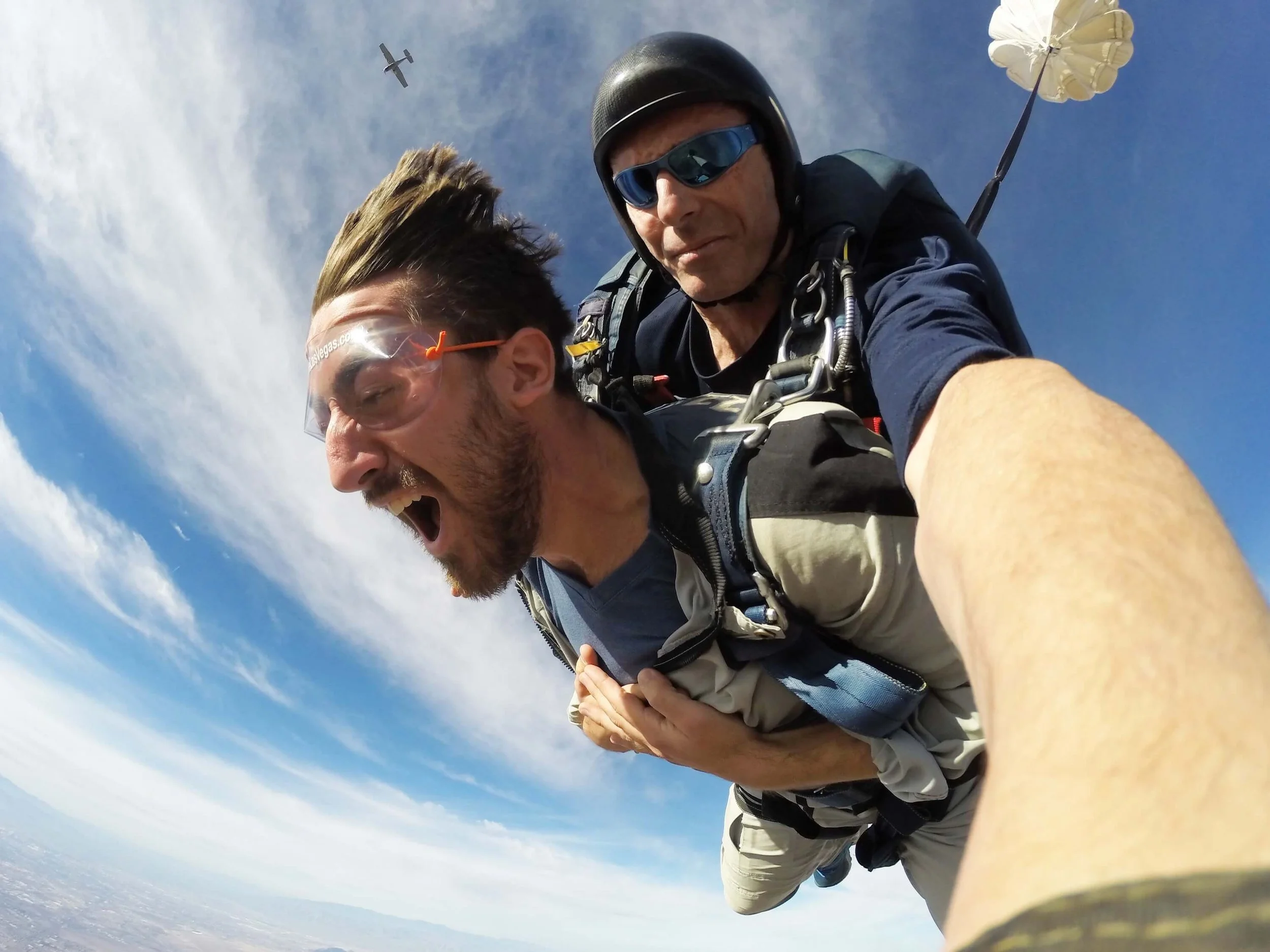 Matt Mantyla filming skydiving footage on assignment